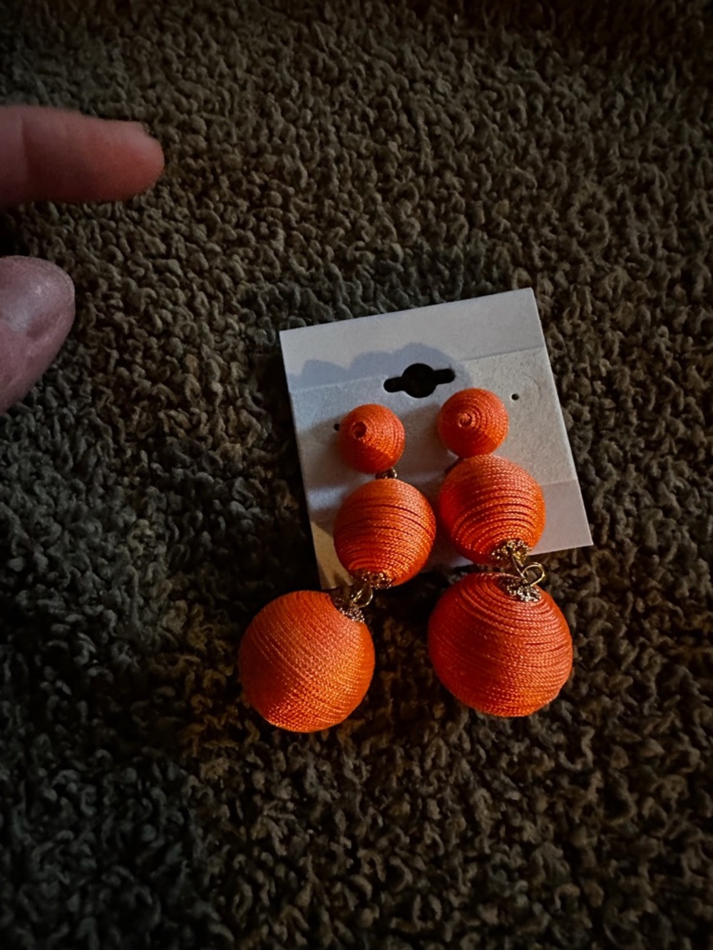 Orange Triple Drop Statement Earrings